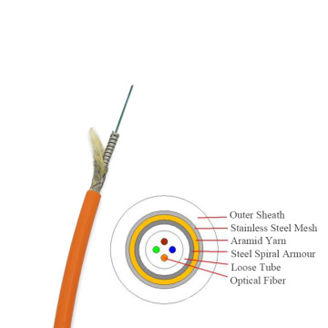 Manufacturing Fiber optical  cable steel spiral armour aramid yarn with stainless steel mesh armored core cable  GJSFXH